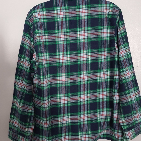 Landsend Men's Green Flannel Button Down Shirt - Picture 5 of 8